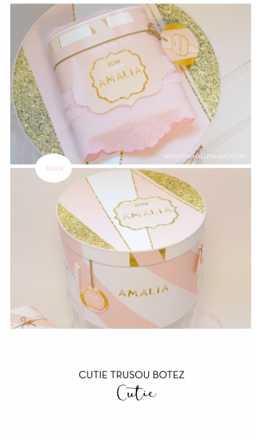 Trusou de botez cu gold si roz, modern si in nuante pastelate, Golden Pink 4